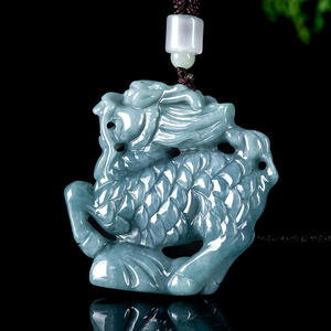 Pendentif Kylin en jadéite naturelle bleu eau, style chinois, design original, cadeau avec certificat d'évaluation DW101 - Product Image 2
