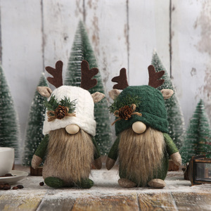 AYOYO mignon <span class=keywords><strong>sujet</strong></span> de Noël sans visage longue barbe gnome poupée avec bois chapeau décoration nain poupée Hobbit ornement pour la mise en page de la maison - Product Image 1