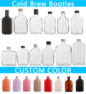 Petaca de 100 ml, 150 ml, 180 ml, Botella de Vidrio Transparente Plana o Ámbar para Jugo, Bebidas Frías con Ginebra - Product Image 4