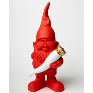 Statua di Gnomo da Giardino Rosso 29 Cm con Corna e Occhiali da Sole, Ornamento Decorativo - Product Image 1