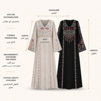 YSYL 2026 Nouvelle Robe Abaya Personnalisée Longue à Col en V Ample, Broderie Florale Culturelle au Toucher Agréable, Effet Drapé Doux, ODM/OEM