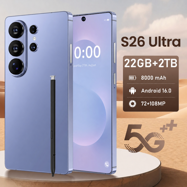 High Quality S 26 Ultra 22GB+2TB Android 16 5G Smartphone 8000mAh 108MP Built-in Pen Global Unclocked Deca Core Cheap Cell Phone