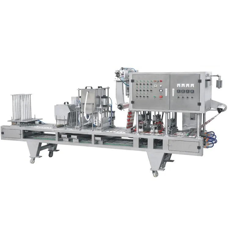 High Speed Fully Automatic Jelly Pudding Yogurt Cup Filling Sealing Machine