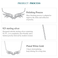 Collier pendentif ailes de gardien scintillantes en argent sterling 925 40 + 5 cm (15.75 + 1.97 pouces) chaîne réglable