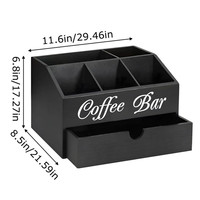 Organisateur de comptoir pour bureau à domicile, accessoires à café, porte-tasses, station à café en bois avec tiroir