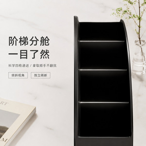 Desktop Cosmetic Organizer Multiple Compartments Black Standing Type <b>Office</b> <b>Supplies</b> Storage Box - Product Image 3