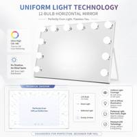 Espejo de Maquillaje Hollywood Profesional de 15 LED, Alta Fidelidad de Color (CRI), Sonido Estéreo, Espejo Cosmético Grande para Salón Profesional y Hogar