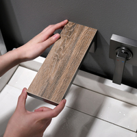 Robinet de lavabo mural encastré moderne avec cartouche céramique, mitigeur 2 trous en laiton à poignée unique pour eau chaude et froide
