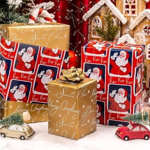 Papel de regalo navideño, papel de regalo vintage, papel de regalo rojo y dorado de doble cara - Product Image 1