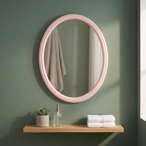 Villa <b>Light</b> Pink Oval Minimalist Adjustable Decorative Wall <b>Mirror</b> for Bedroom Bathroom - Product Image 3
