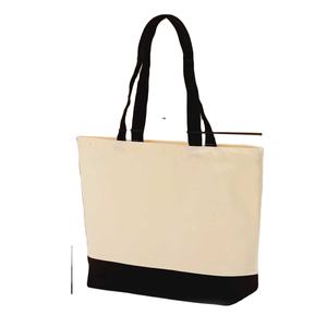 Custom Eco Friendly Reusable <b>Shopping</b> <b>Bag</b> Simple Blank Spliced Canvas Tote <b>Bag</b> Durable Cotton <b>Bag</b> - Product Image 5