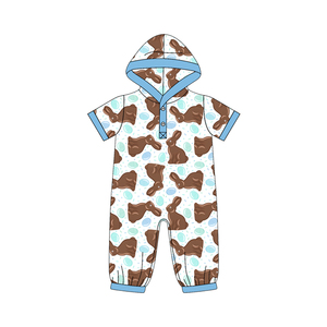 Tenues de Pâques personnalisées pour bébés garçons : T-shirt motif lapin marron et pantalon de jogging en soie de lait, vêtements pour tout-petits, vente en gros - Product Image 5