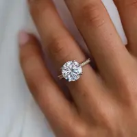 2CT कस्टम moissanite हीरे की सगाई की अंगूठी 14k गुलाब गोल्ड शानदार दौर में कटौती शादी की अंगूठी डिजाइन