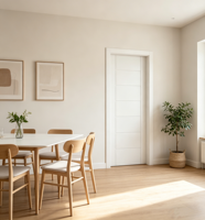 Porte intérieure minimaliste à 7 panneaux, style affleurant, blanc apprêté, porte à panneaux pleins, portes à âme pleine pour maisons