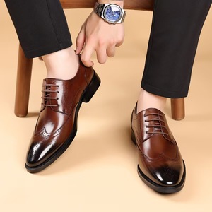 Chaussures habillées Oxford en cuir véritable à bout pointu, à lacets, couleur unie, pour le bureau et la carrière, pour hommes, toutes saisons - Product Image 3
