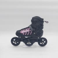 Patins à roulettes en ligne 3 roues pour adolescents et adultes, taille réglable, coque en PE, châssis en plastique, roulements ABEC-7, roues en PU, haute qualité, pour patinage de vitesse en extérieur