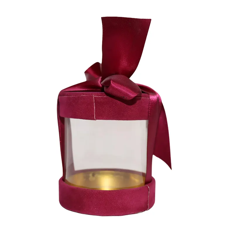 Caja de regalo con tapa transparente para dama de honor, Cajas de Regalo de joyería, transparente, redondo, con tapa y mango
