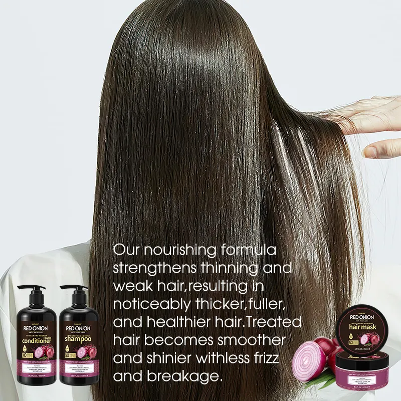 OCCA Conjunto de shampoo e condicionador anti-queda de cabelo de marca própria fortalece o crescimento do cabelo com cebola vermelha