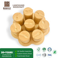 Ensemble de boîtes à épices rotatives à 360° en bambou naturel et écologique avec cuillères pour le rangement alimentaire