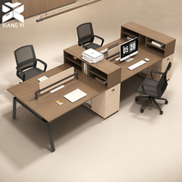 Postes de travail modulaires en bois pour 2, 4 ou 6 personnes avec cloison de bureau pour immeuble de bureaux
