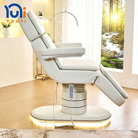 Table de massage électrique pour soins esthétiques avec lumière LED, 3 moteurs, lit de beauté inclinable pour salon de beauté