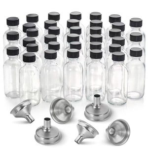 Glass Cylinder Bottle Empty 2oz 60ml 4oz 120ml Screw Cap Screen Printed Juice Olive <strong>Oil</strong> Water Coffee with <strong>Funnel</strong> - Product Image 3