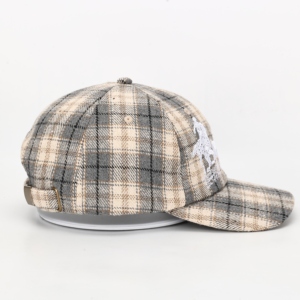 หมวกแก๊ปปักโลโก้คุณภาพสูงแบบขายส่ง 6 แผง หมวกทรงสปอร์ต หมวกแก๊ปขนสัตว์ลายตาราง หมวกเบสบอลแฟชั่นสำหรับผู้ชาย - Product Image 3