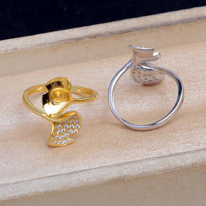 Accesorios de Plata 925 para DIY, Anillo Cruzado con Hoja de Loto, con 5-6 Aberturas Ajustables, Colgante de 8mm, JG5887 - Product Image 2