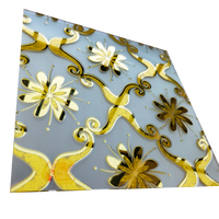 Goldenes säuregeätztes Spiegelglas, diamantförmig geripptes Creek-gekühltes Frostglas-Panel für Badezimmertüren, blickdichtes Duschglas