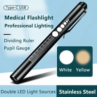 Senter Pemeriksaan Medis Profesional Khusus Perawat Dokter, Lampu Senter LED USB C Isi Ulang