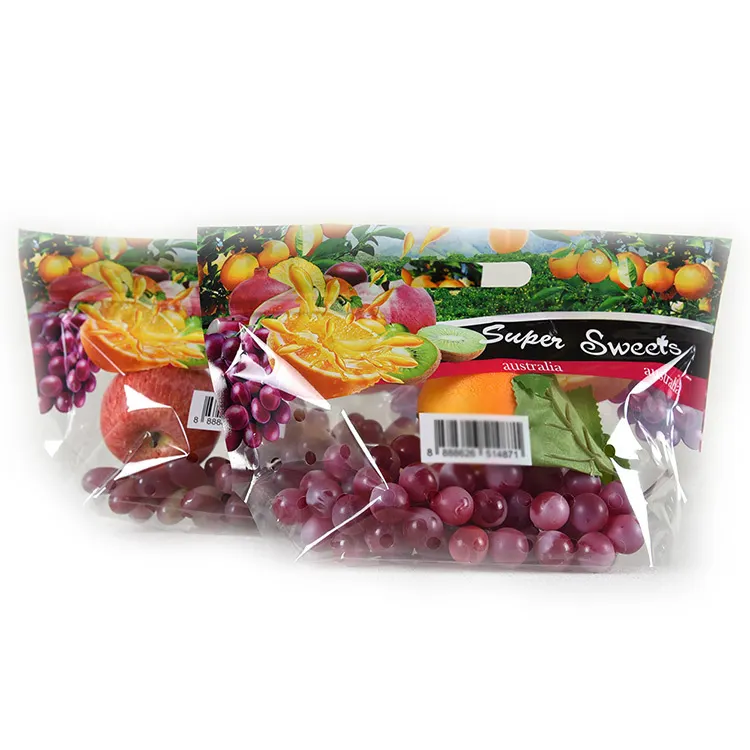 カスタム印刷された防曇ジッパーは、新鮮な果物野菜包装袋を維持しますリンゴバナナブドウ包装スタンドアップポーチ