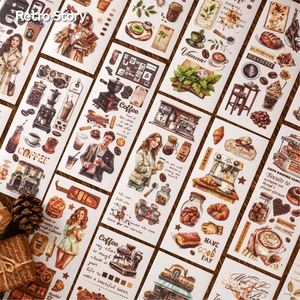 Retro Story Coffee Diary Series PVC <b>Transfer</b> <b>Stickers</b> 6 Styles Waterproof Decorative <b>Stickers</b> for Journaling - Product Image 1