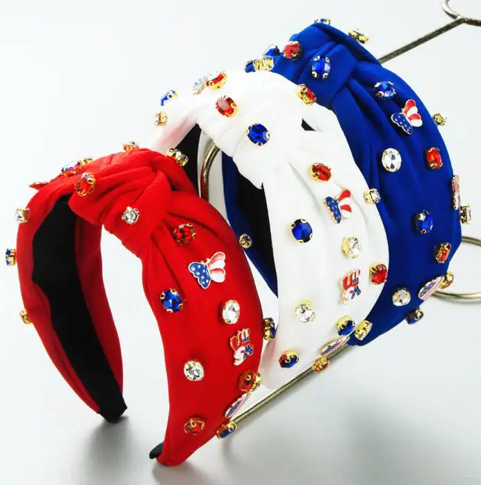 クロスボーダーフェスティバル赤、白、青の旗合金卸売新しいクリスマス手作りヘアバンド