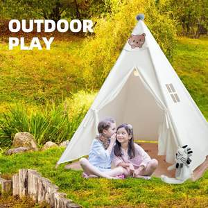 Maison de jeu pour enfants en toile de coton doux jouet indien tentes en bois avec lumière <span class=keywords><strong>et</strong></span> <span class=keywords><strong>tapis</strong></span> pour enfants - Product Image 2