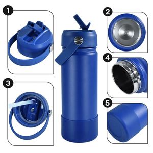 Custom Logo 18oz Stainless Steel Vacuum Insulated Leak-Proof <b>BPA</b> <b>Free</b> <b>Water</b> <b>Bottle</b> Straw Rubber Bottom Handle for Camping - Product Image 3