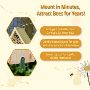 <span class=keywords><strong>Casa</strong></span> de abeja de madera maciza pequeña personalizada, hotel de abeja albañil de madera de pino para su jardín u huerto, hotel de insectos de madera - Product Image 5