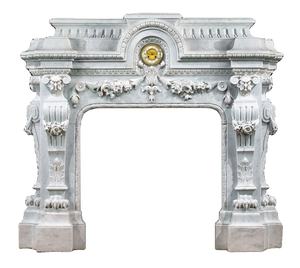 Europäische dekorative weiße Marmor Kamin Mantel Rahmen umgeben Schnitz stein Löwen Statuen Innendekoration - Product Image 1