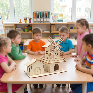 Kit DIY de <span class=keywords><strong>Moulin</strong></span> à <span class=keywords><strong>Vent</strong></span> Motorisé avec Voiles Rotatives Réalistes, Modèle STEM, Électrique Robuste, pour la Découverte de la Physique, Unité de Ressources, Emballage en Boîte - Product Image 1