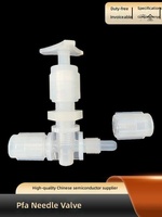 Vanne à aiguille PFA type flare en téflon, résistante à la corrosion, 1/4" 3/8" 1/2", qualité semi-conductrice, ultrapure, haute température