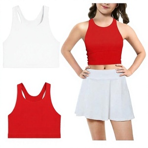 Women's Solid Color <b>Crop</b> <b>Top</b> Tank <b>Top</b> Sleeveless Scoop Neck Spandex Polyester Breathable Yoga Activewear <b>Red</b> White - Product Image 4
