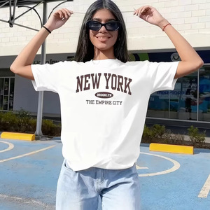 T-shirt pour <span class=keywords><strong>femme</strong></span> de haute qualité, formel, écologique, nouveau <span class=keywords><strong>style</strong></span> <span class=keywords><strong>streetwear</strong></span>, imprimé NEW YORK, polyester, <span class=keywords><strong>streetwear</strong></span>, noir, coupe ample - Product Image 4