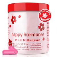 Extracto Herbal Happy Hormones PCOS, Bebida Multivitamínica, Mioinositol, D-Chiroinositol, Omega 3, 30 Cápsulas, Adultos, Mujeres