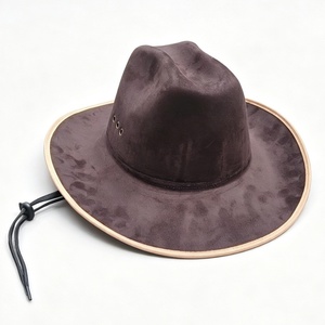 Nouveau Chapeau de Cowboy Western en Feutre de Daim à Large Bord avec Bordure Décorative Style Anglais Vintage pour l'Automne et l'Hiver, Chapeau de Voyage Chevalier Jazz - Product Image 5