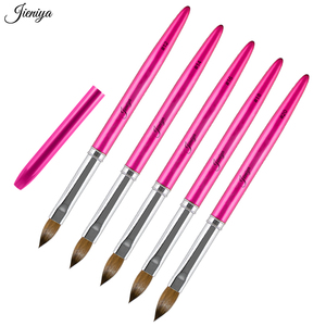 Pinceaux de <span class=keywords><strong>manucure</strong></span> stylo outils fournisseur Fuchsia métal poignée cheveux naturels acrylique Nail Art brosse - Product Image 2
