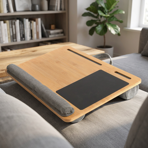 Escritorio Portátil Ecológico con Superficie de Madera, Cojín Suave, Alfombrilla para Ratón, Bandeja Ajustable para Portátil para un Uso Cómodo, Pindel Handicraft - Product Image 2