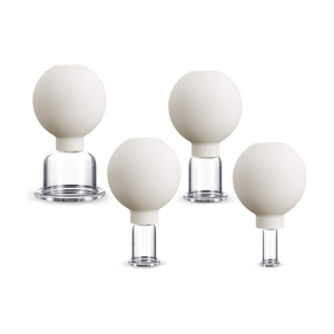Set terapi limfatik Anti selulit, 4 buah Set cangkir hisap vakum tubuh & leher alat pijat bekam silikon kaca - Product Image 1