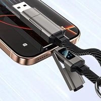 Pengisi Daya Gantungan Kunci Portabel PD 65W 4 in 1 dengan Layar Digital, Kabel Pengisian Cepat, Gantungan Kunci Nilon Terjalin, Kabel Pengisi Daya Pendek