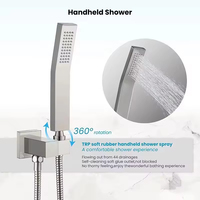 Système de douche encastré chromé 3 fonctions avec pommeau de pluie carré (8/10/12 pouces) et douchette à main pour appartement, finition douce