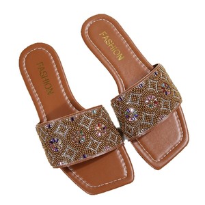 ashion Plus Size Pearl Sandals Slippers Womens 2025 Summer New European American Square Head Leakage Toe-word231231 - Product Image 5