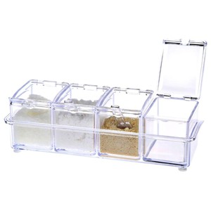 ชุดกล่องเครื่องปรุงอะคริลิค4ช่องโถเครื่องปรุงคริสตัลใสพร้อมช้อน - Product Image 5